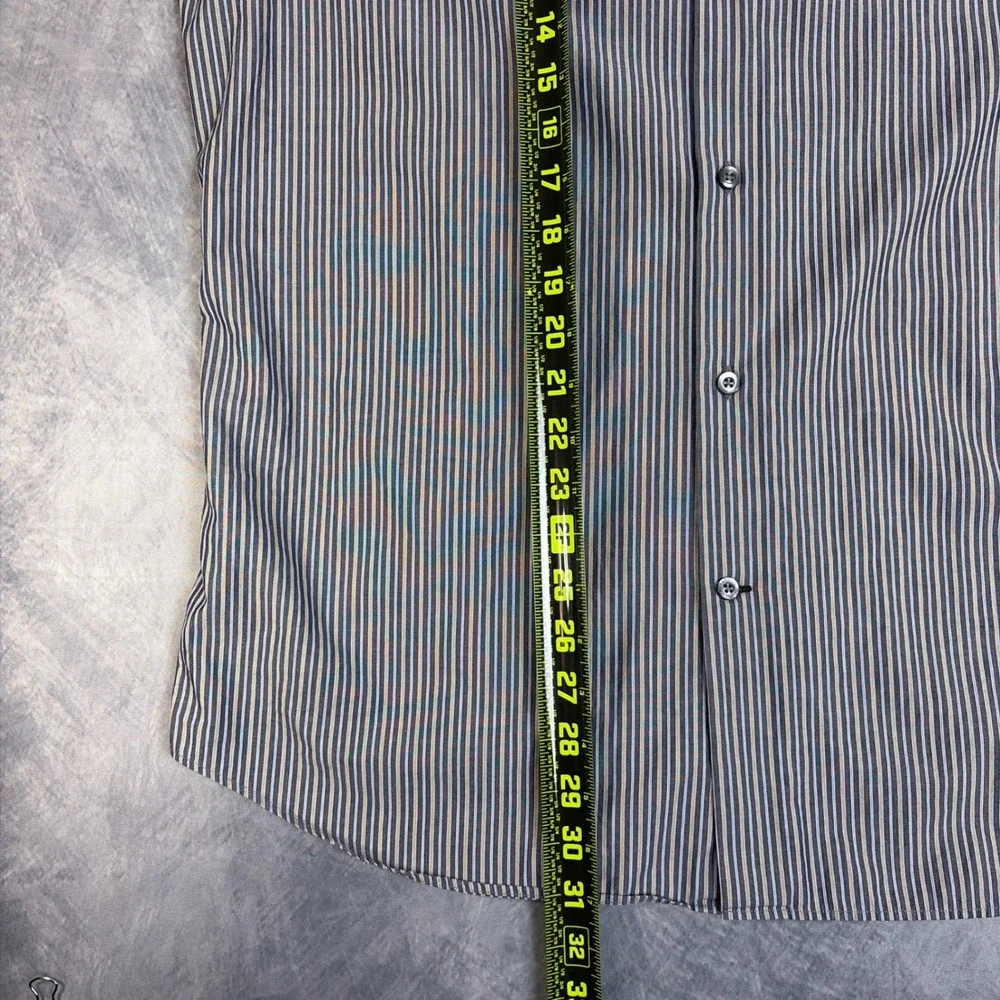 Banana Republic Button Down Shirt Mens L Grey Striped Slim Fit Italian Fabric